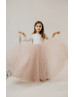 Ivory Lace Dusty Pink Tulle Wedding Party Flower Girl Dress